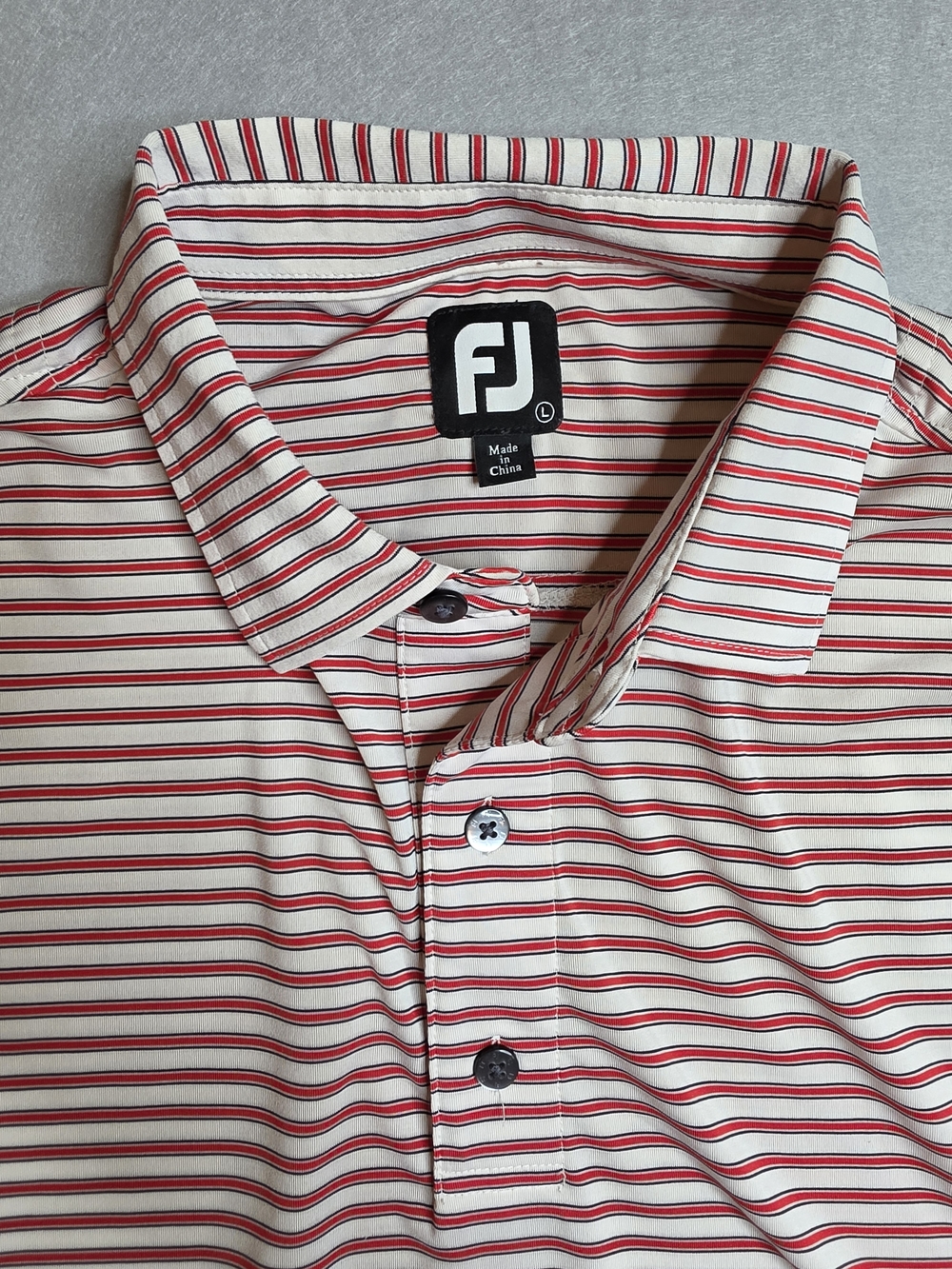 FootJoy Polo Shirt Mens Extra Large Striped‎ Red White Performance Stretch